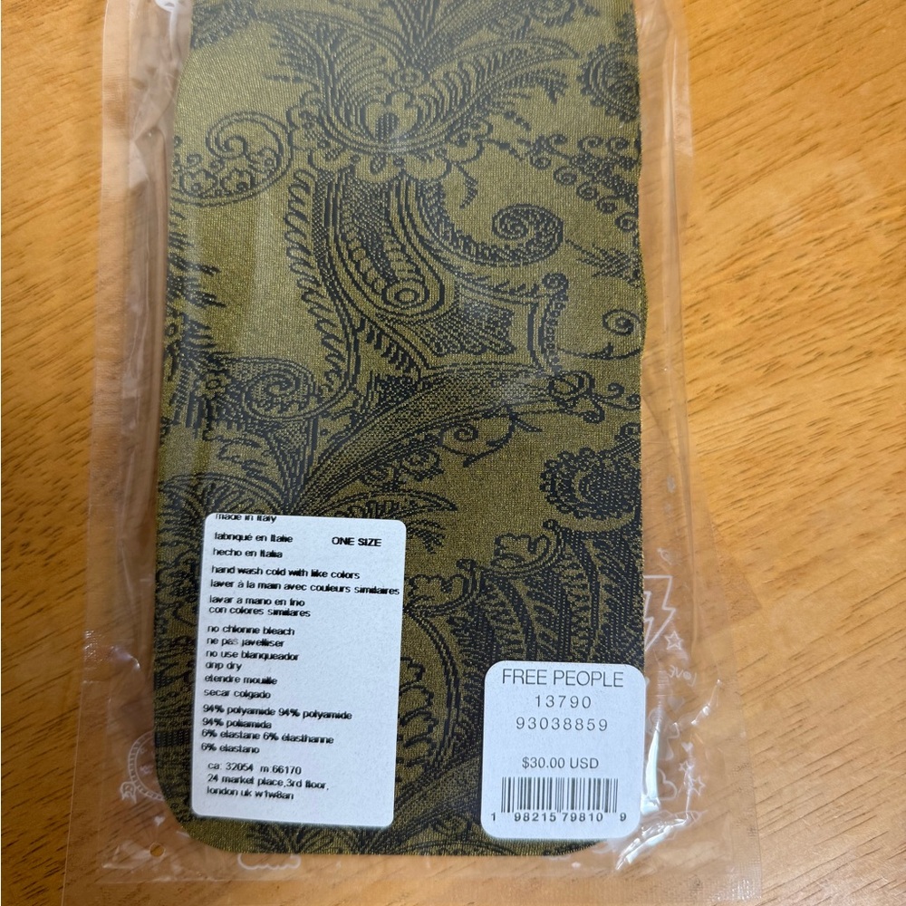 Free People Tights Red Bow Pattern Green Paisley 2 Piece Bundle OS - Picture 5 of 5
